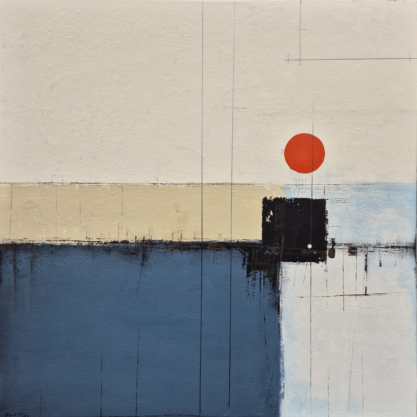 In the shade of willow tree 100x100cm/39.4”x39.4”